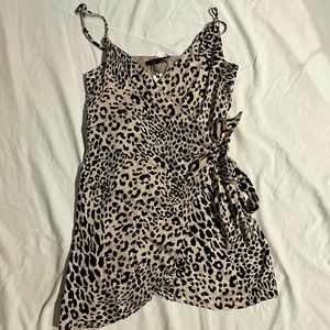 NWT leopard print wrap mini dress